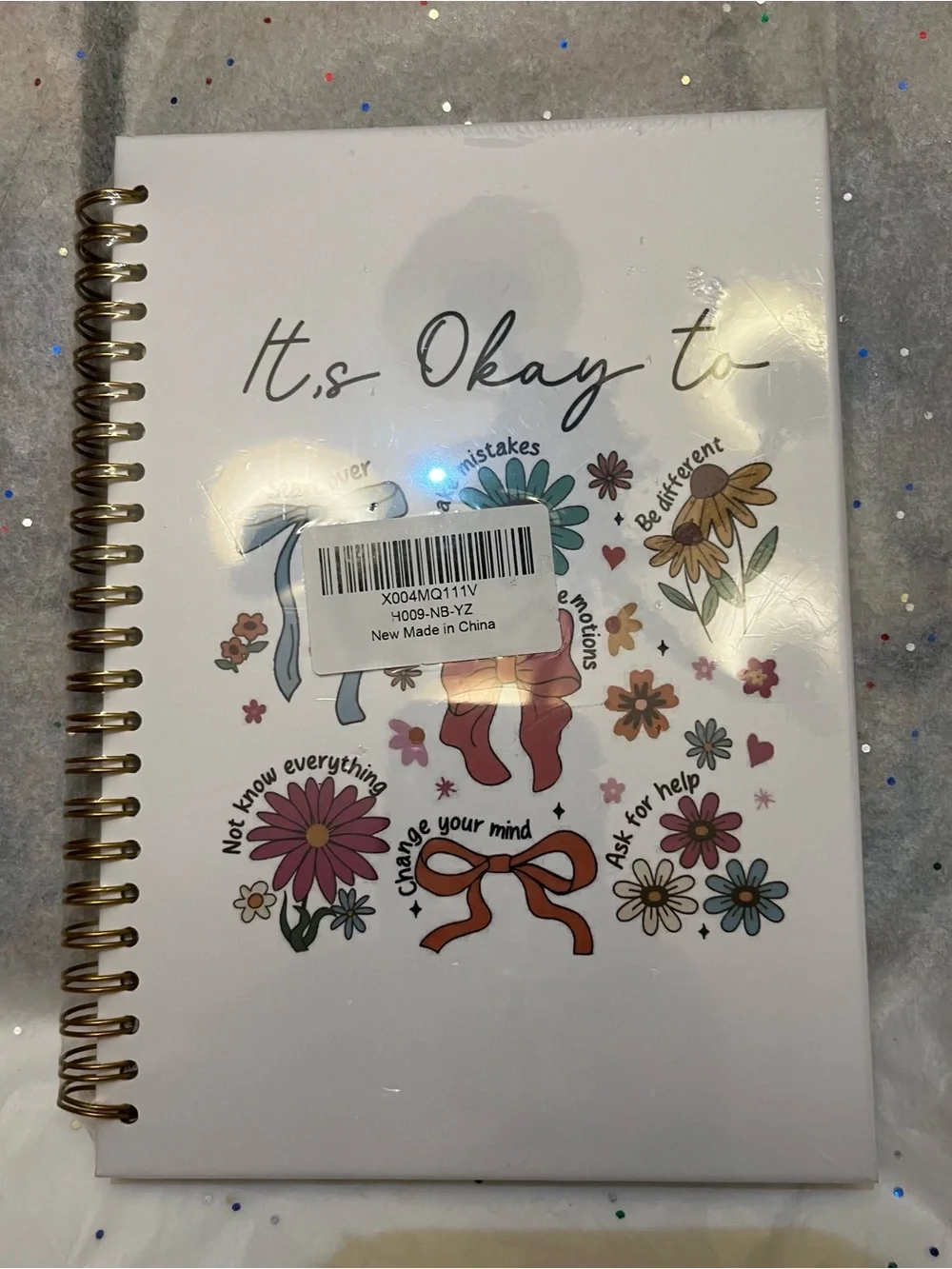 It’s Okay to… Spiral Notebook - White Floral Design